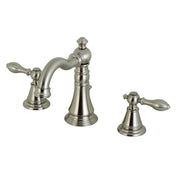 Widespread Bathroom Faucet, Heirloom, Two-Handle with Pop-Up Drain in Brushed Nickel