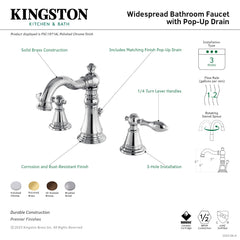 Widespread Bathroom Faucet, Heirloom, Two-Handle with Pop-Up Drain in Oil Rubbed Bronze