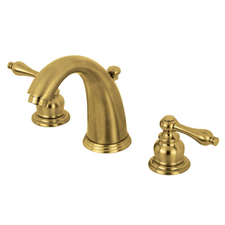 Widespread Bathroom Faucet, Heirloom, Two Handles with Pop-Up Drain in Brushed Brass