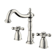 Widespread Bathroom Faucet, Heritage, Two Cross Handles in Polished Nickel