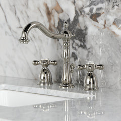 Widespread Bathroom Faucet, Heritage, Two Cross Handles in Polished Nickel