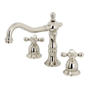 Widespread Bathroom Faucet, Heritage, Two-Handle, 3-Hole, Brass