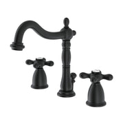 Widespread Bathroom Faucet, Heritage, Two-Handle 3-Hole in Matte Black