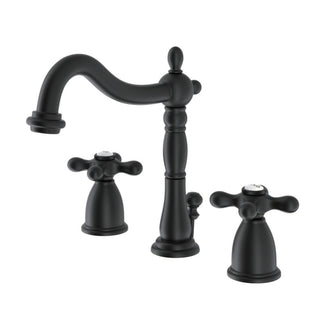 Widespread Bathroom Faucet, Heritage, Two-Handle 3-Hole in Matte Black