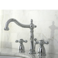 Widespread Bathroom Faucet, Heritage, Two-Handle 3-Hole in Polished Chrome