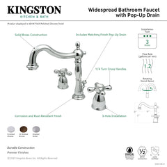 Widespread Bathroom Faucet, Heritage, Two-Handle 3-Hole in Polished Chrome