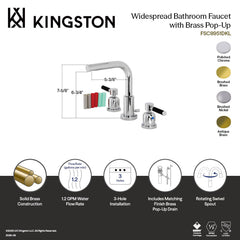 Widespread Bathroom Faucet, Kaiser, Two-Handle with Brass Pop-Up in Antique Brass