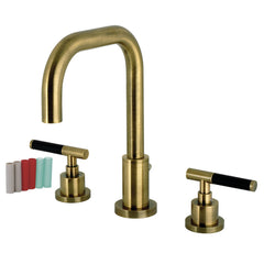 Widespread Bathroom Faucet, Kaiser, with Brass Pop-Up in Antique Brass