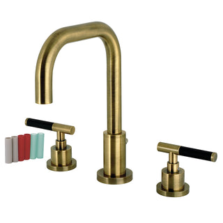 Widespread Bathroom Faucet, Kaiser, with Brass Pop-Up in Antique Brass