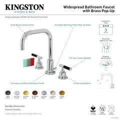Widespread Bathroom Faucet, Kaiser, with Brass Pop-Up in Antique Brass