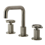 Widespread Bathroom Faucet, Levante, Two-Handle with Push Pop-Up Drain in Brushed Nickel