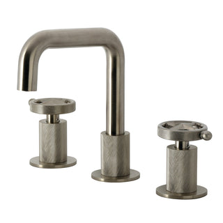 Widespread Bathroom Faucet, Levante, Two-Handle with Push Pop-Up Drain in Brushed Nickel