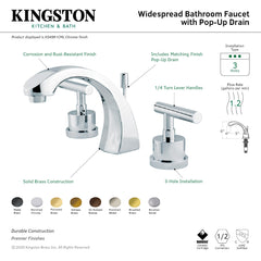 Widespread Bathroom Faucet, Manhattan, Two-Handle 3-Hole in Polished Chrome