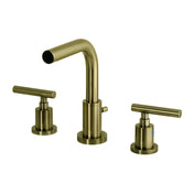 Widespread Bathroom Faucet, Manhattan, Two-Handle with Brass Pop-Up in Antique Brass