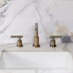 Widespread Bathroom Faucet, Manhattan, Two-Handle with Brass Pop-Up in Antique Brass