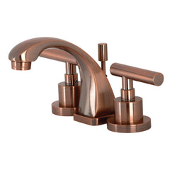 Widespread Bathroom Faucet, Manhattan, Two-Handle with Brass Pop-Up in Antique Copper