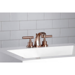 Widespread Bathroom Faucet, Manhattan, Two-Handle with Brass Pop-Up in Antique Copper