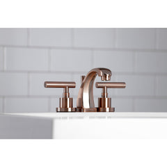 Widespread Bathroom Faucet, Manhattan, Two-Handle with Brass Pop-Up in Antique Copper