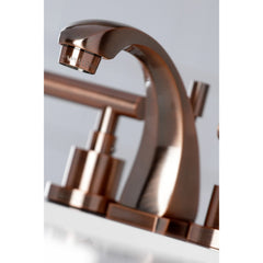 Widespread Bathroom Faucet, Manhattan, Two-Handle with Brass Pop-Up in Antique Copper