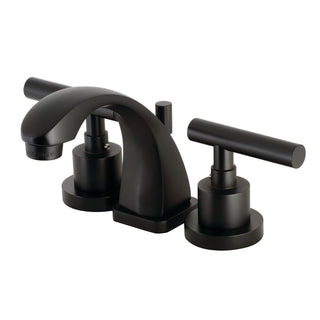Widespread Bathroom Faucet, Manhattan, Two-Handle with Brass Pop-Up in Matte Black