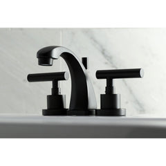 Widespread Bathroom Faucet, Manhattan, Two-Handle with Brass Pop-Up in Matte Black