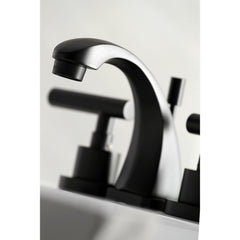 Widespread Bathroom Faucet, Manhattan, Two-Handle with Brass Pop-Up in Matte Black