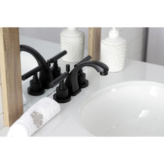 Widespread Bathroom Faucet, Manhattan, Two-Handle with Brass Pop-Up in Matte Black