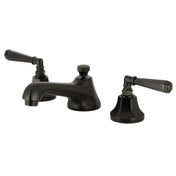 Widespread Bathroom Faucet, Metropolitan, 3-Hole, Brass Pop-Up Drain, Matte Black