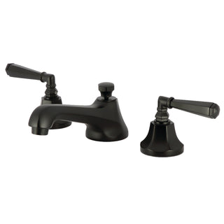 Widespread Bathroom Faucet, Metropolitan, 3-Hole, Brass Pop-Up Drain, Matte Black