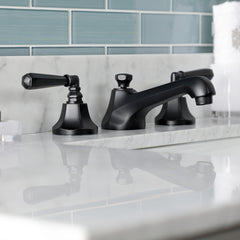 Widespread Bathroom Faucet, Metropolitan, Two-Handle, 3-Hole, Brass, Matte Black