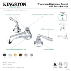 Widespread Bathroom Faucet, Metropolitan, Two-Handle, 3-Hole, Brass, Matte Black