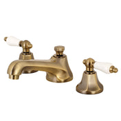 Widespread Bathroom Faucet, Metropolitan, Two-Handle, Brass Pop-Up, Antique Brass