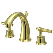 Widespread Bathroom Faucet, Milano, Two-Handle, 3-Hole, Polished Brass