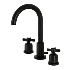 Widespread Bathroom Faucet, Millennium, Two-Handle, 3-Hole, Brass, Matte Black