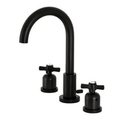 Widespread Bathroom Faucet, Millennium, Two-Handle, 3-Hole, Brass, Matte Black