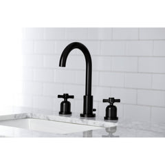 Widespread Bathroom Faucet, Millennium, Two-Handle, 3-Hole, Brass, Matte Black