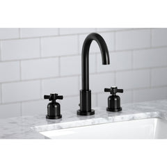 Widespread Bathroom Faucet, Millennium, Two-Handle, 3-Hole, Brass, Matte Black
