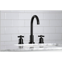 Widespread Bathroom Faucet, Millennium, Two-Handle, 3-Hole, Brass, Matte Black