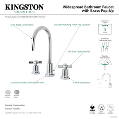 Widespread Bathroom Faucet, Millennium, Two-Handle with Brass Pop-Up in Polished Chrome