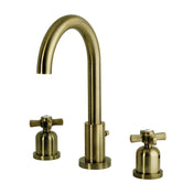 Widespread Bathroom Faucet, Millennium, Two-Handle with Brass Pop-Up in Antique Brass