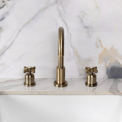 Widespread Bathroom Faucet, Millennium, Two-Handle with Brass Pop-Up in Antique Brass
