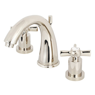 Widespread Bathroom Faucet, Millennium, Two-Handle with Brass Pop-Up in Polished Nickel
