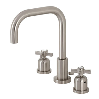 Widespread Bathroom Faucet, Millennium, Two-Handle with Brass Pop-Up in Brushed Nickel