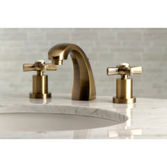 Widespread Bathroom Faucet, Millennium, Two-Handle with Brass Pop-Up in Antique Brass