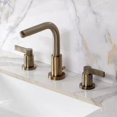 Widespread Bathroom Faucet, NuvoFusion, Two-Handle with Brass Pop-Up in Antique Brass