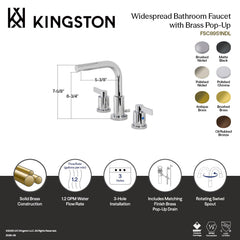 Widespread Bathroom Faucet, NuvoFusion, Two-Handle with Brass Pop-Up in Antique Brass
