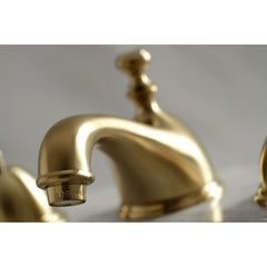 Widespread Bathroom Faucet, Restoration, Two-Handle 3-Hole in Brushed Brass