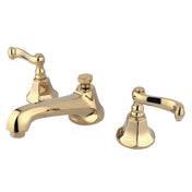 Widespread Bathroom Faucet, Royale, Two-Handle with Brass Pop-Up in Polished Brass