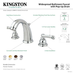 Widespread Bathroom Faucet, Royale, Two-Handle with Pop-Up Drain in Brushed Nickel