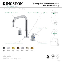 Widespread Bathroom Faucet, Serena, with High Arc Spout and Pop-Up Drain
